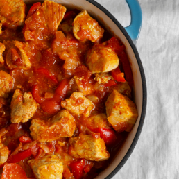 tagine seasoned view top down inside a pot with sauce